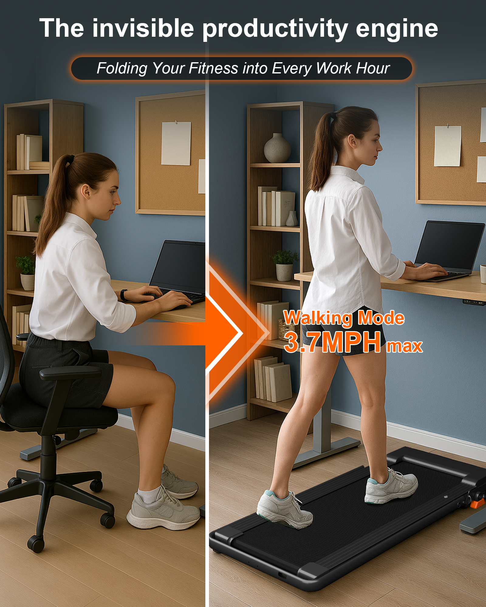 2-in-1 Adjustable Incline Treadmill AD4000I | Lichico Lichico Fitness