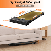 YRUN Walking Pad Under Desk Treadmill with Remote Control and LED for Home/Office, 2.5HP Brushless Motor Compact Walking Jogging Machine Portable Treadmill.