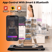 YRUN Walking Pad Under Desk Treadmill with Remote Control and LED for Home/Office, 2.5HP Brushless Motor Compact Walking Jogging Machine Portable Treadmill.