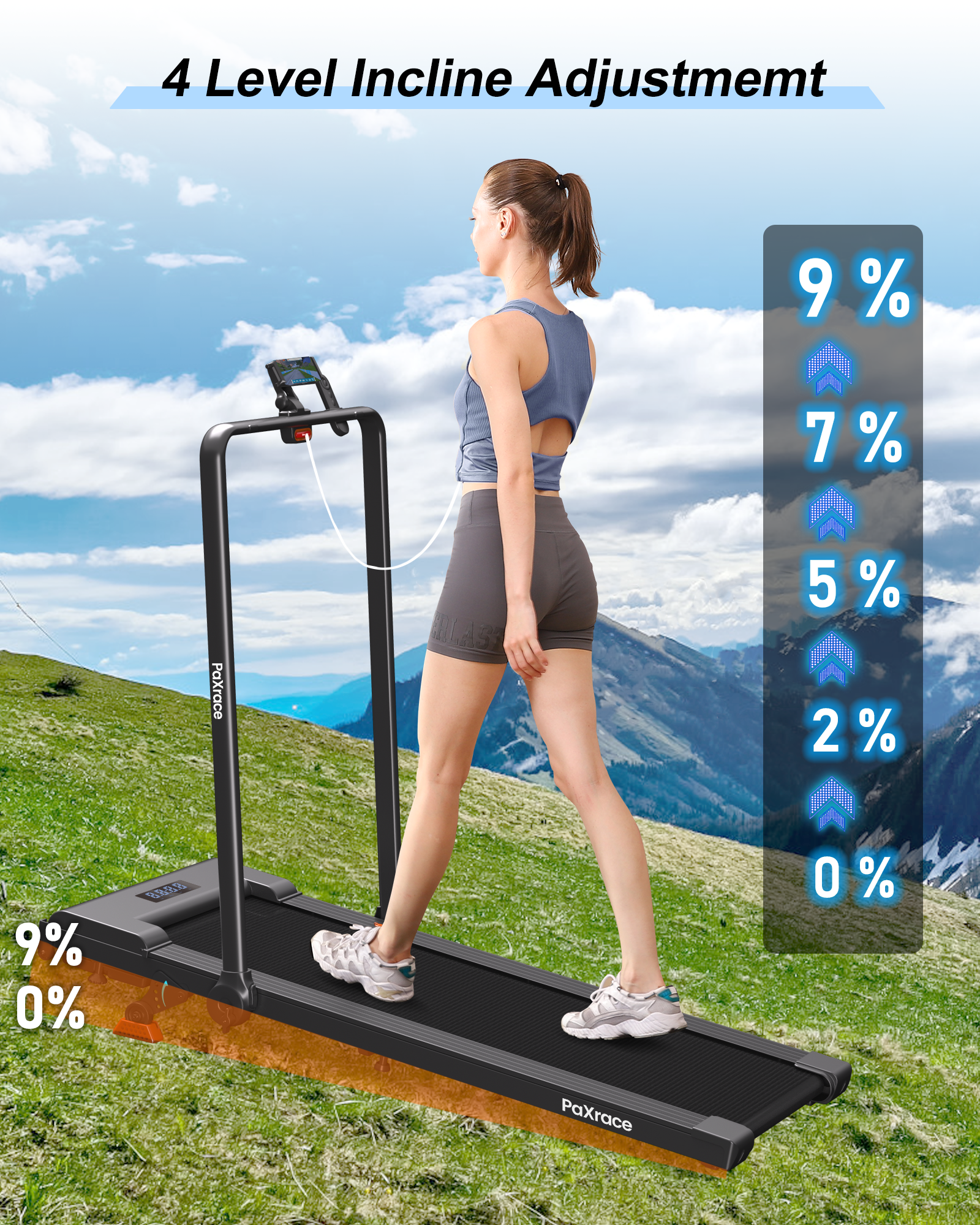 2-in-1 Adjustable Incline Treadmill AD4000 | PaXrace