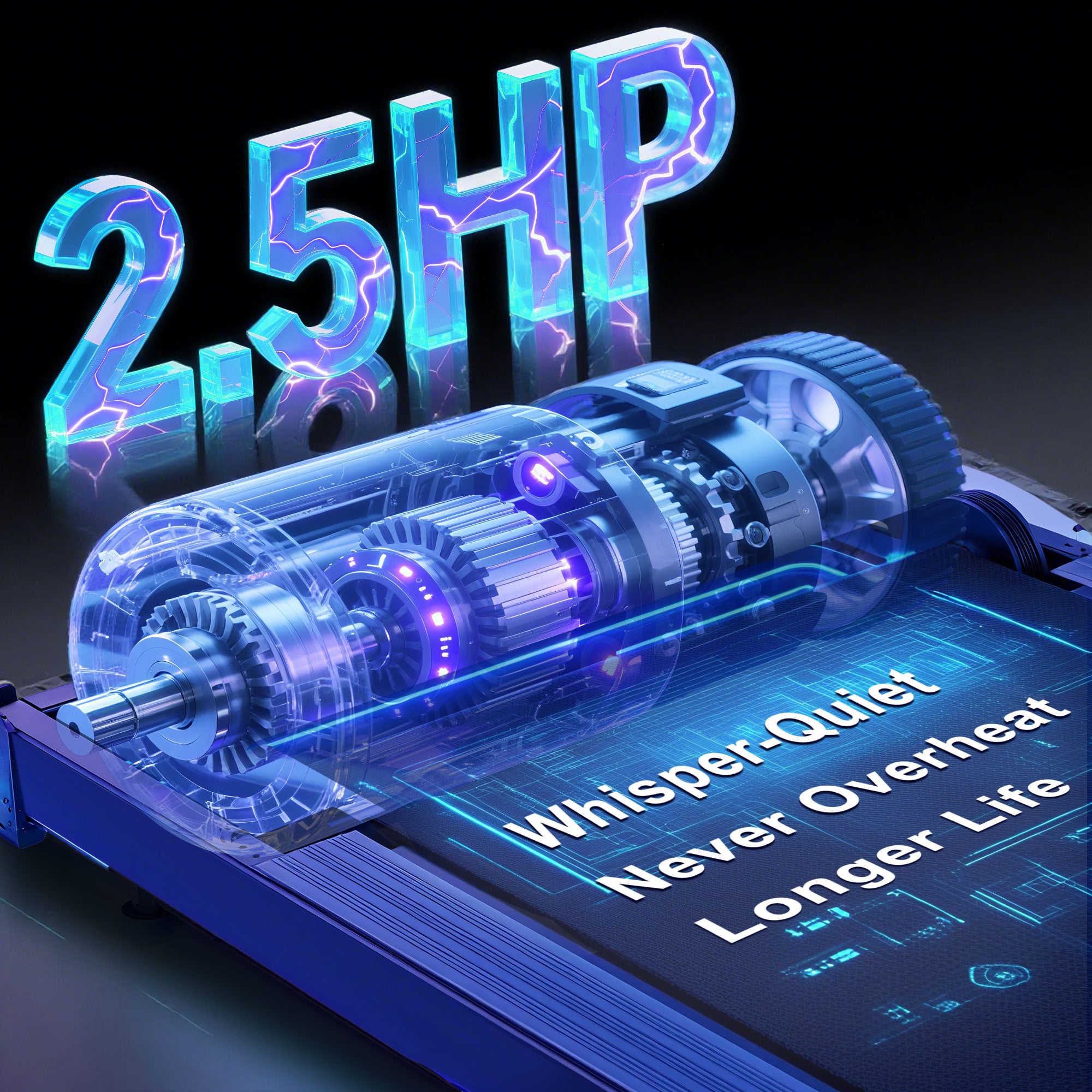 Powerful 2.5HP brushless motor technology for long-lasting and whisper-quiet performance.