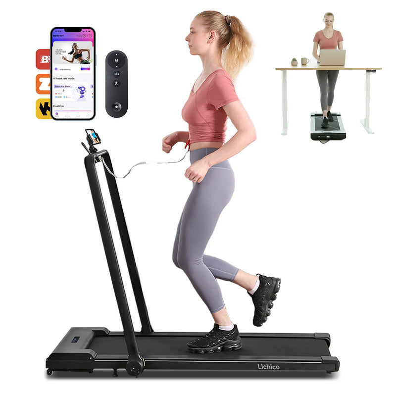 Lichico 2-in-1 foldable walking pad and treadmill with smart app for home office fitness