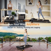 YRUN Walking Pad Under Desk Treadmill 0-9% Incline w/Remote Control and LED for Home/Office, 2.5HP Brushless Motor Compact Walking Jogging Machine Portable Treadmill