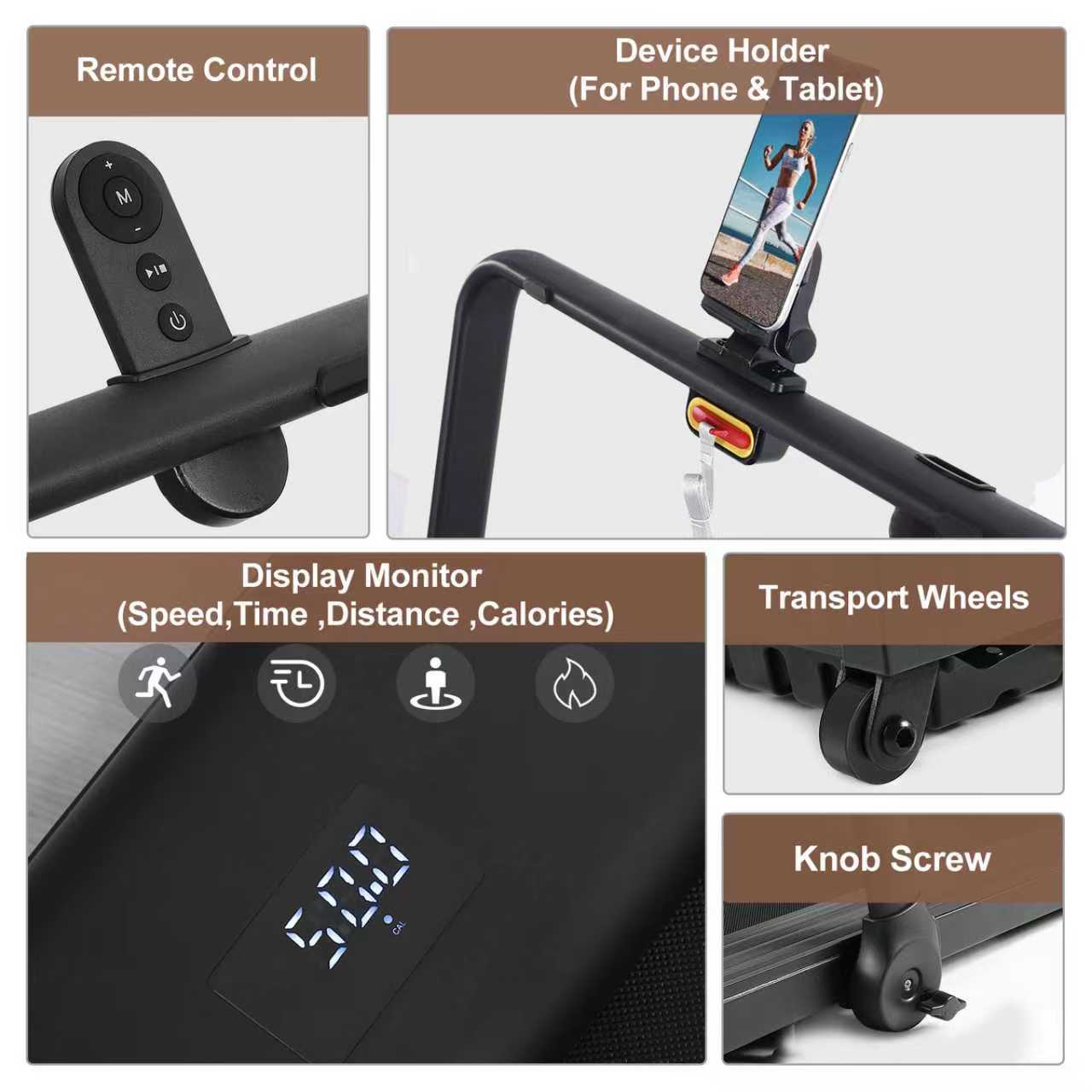 Walking Pad Treadmill, Under Desk Treadmill, Portable Small Treadmills for Home and Office，Super Quiet Brushless Motorized, Foldable Running Machine with Remote Control Lichico Fitness US