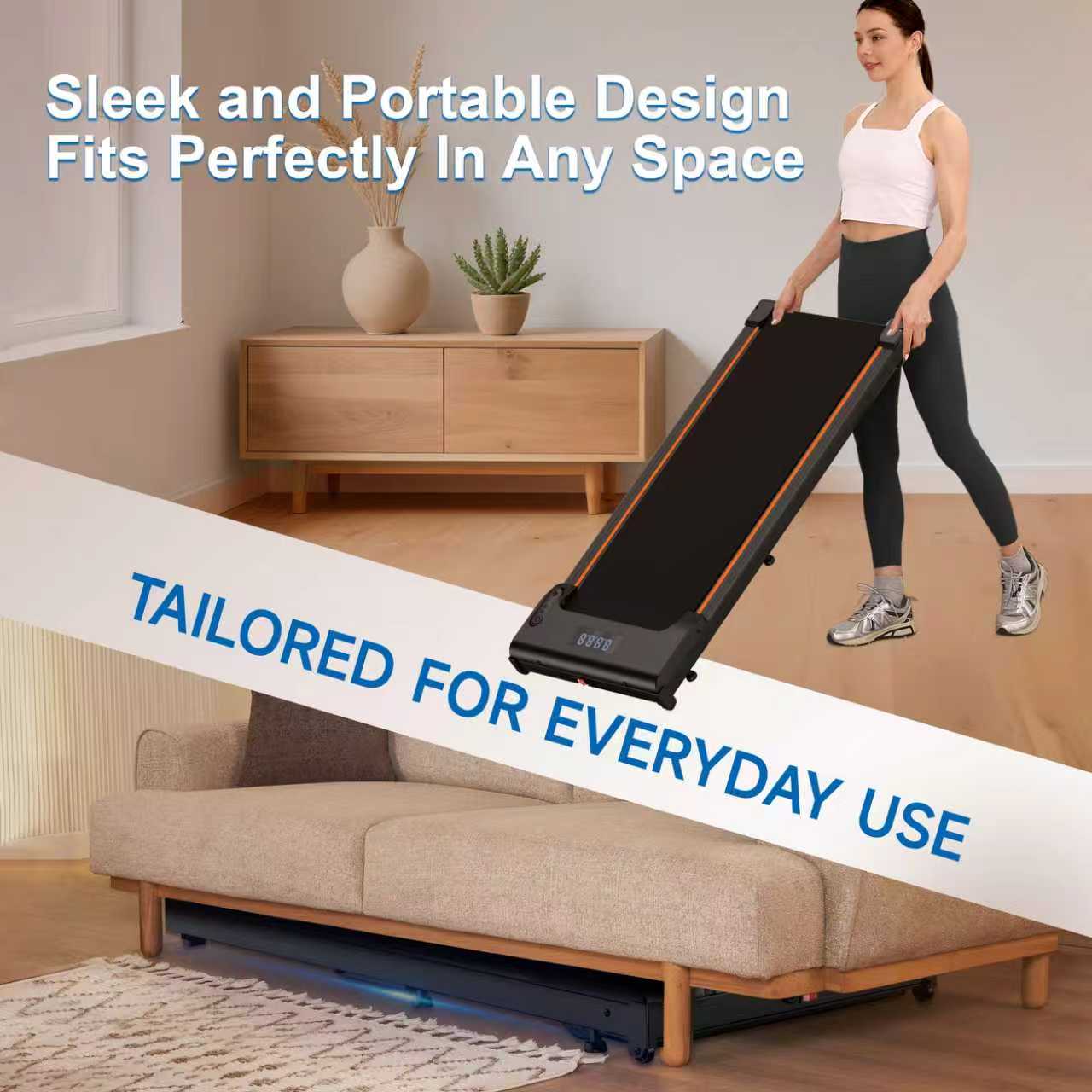 Walking Pad, Portable Treadmills with LED Display, Low Noise Walking Treadmill with APP & Remote Control Lichico Fitness US