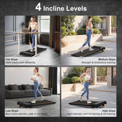 Comparison of 4 incline levels on the Lichico walking pad for flat, medium, low, and high intensity workouts.