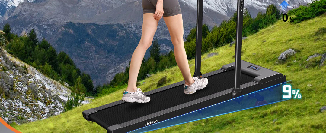 Compact electric treadmill with LED display and heart rate sensor