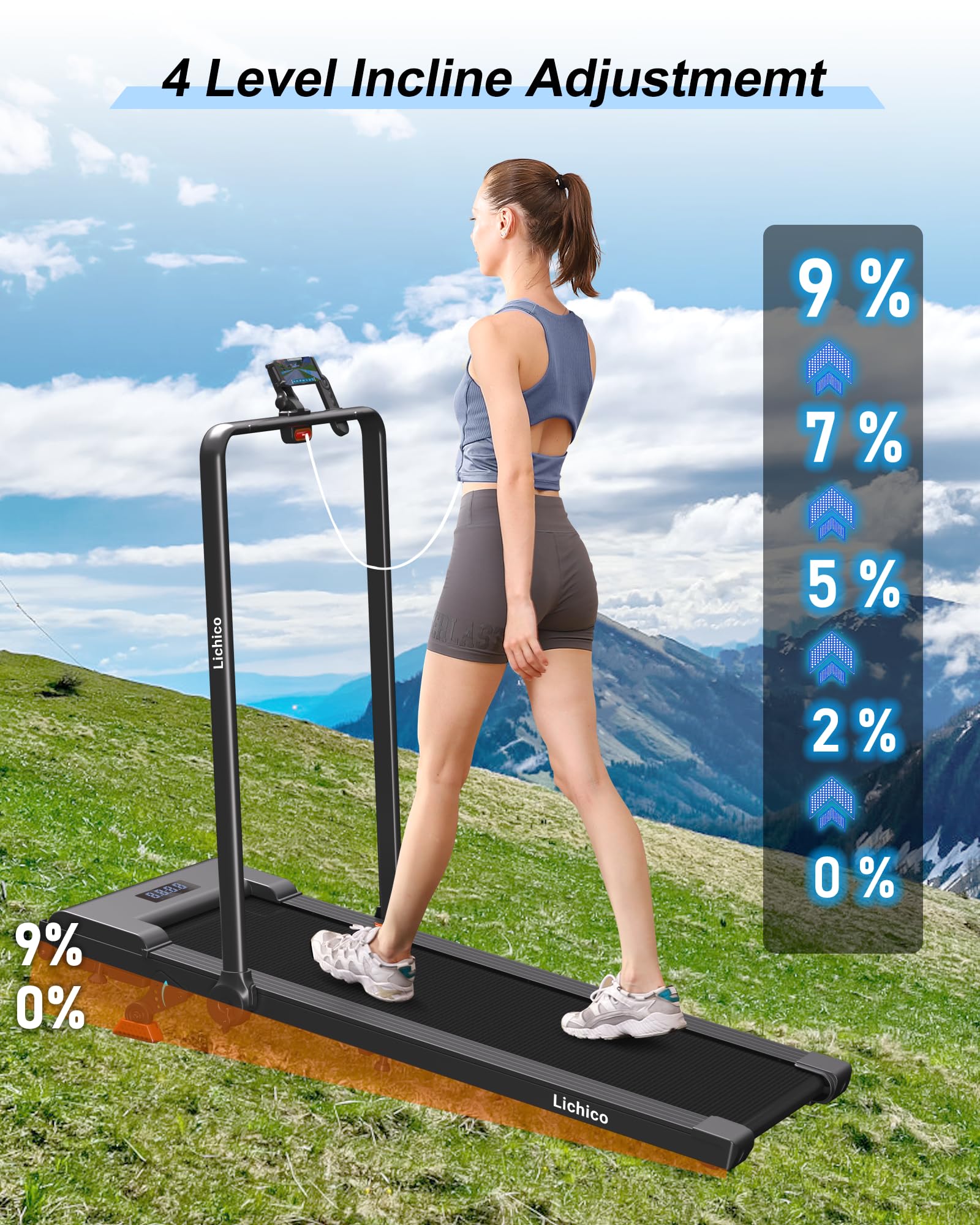 2-in-1 Adjustable Incline Treadmill AD4000 | Lichico