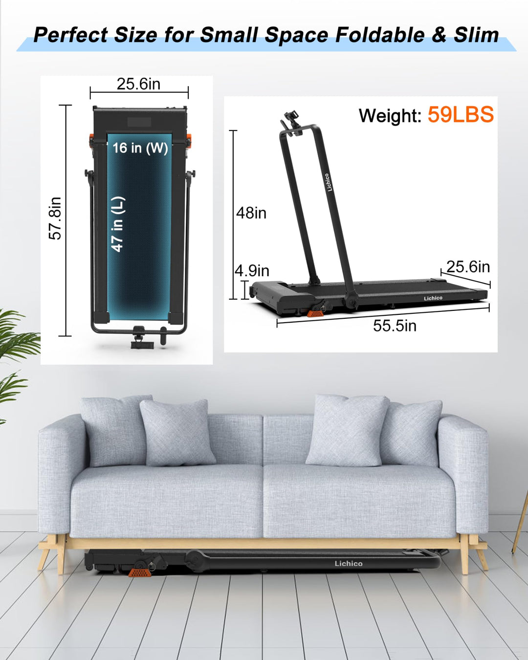 Smart treadmill with Bluetooth speaker and fitness app control