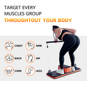 Muscle group target training with portable home fitness station for core and hips
